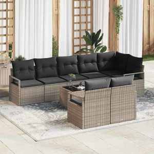 vidaXL Set de canapele pentru grădină 9 pcs Gri Rattan poli imagine