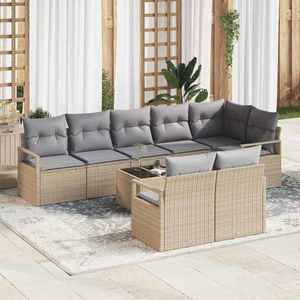 vidaXL Set de canapele pentru grădină 9 pcs Bej Rattan poli imagine