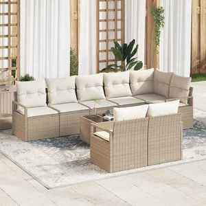 vidaXL Set de canapele pentru grădină 9 pcs Bej Rattan poli imagine