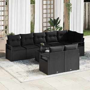 vidaXL Set de canapele pentru grădină 9 pcs Negru Rattan poli imagine