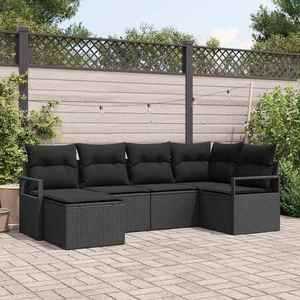 vidaXL Set de canapele pentru grădină 6 pcs Negru Rattan poli imagine