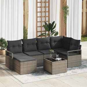 vidaXL Set de canapele pentru grădină 7 pcs Gri Rattan poli imagine