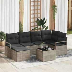 vidaXL Set de canapele pentru grădină 7 pcs Gri deschis Rattan poli imagine