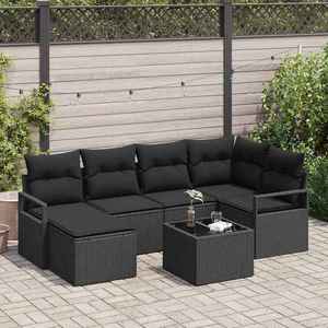 vidaXL Set de canapele pentru grădină 7 pcs Negru Rattan poli imagine