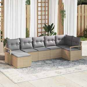 vidaXL Set de canapele pentru grădină 7 pcs Bej Rattan poli imagine