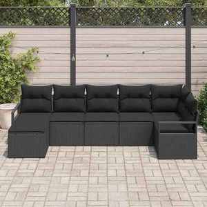 vidaXL Set de canapele pentru grădină 7 pcs Negru Rattan poli imagine