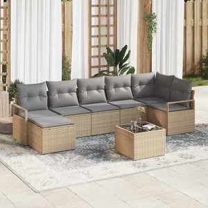vidaXL Set de canapele pentru grădină 8 pcs Bej Rattan poli imagine