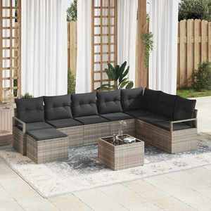 vidaXL Set de canapele pentru grădină 8 pcs Gri deschis Rattan poli imagine