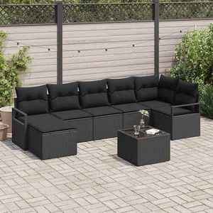 vidaXL Set de canapele pentru grădină 8 pcs Negru Rattan poli imagine