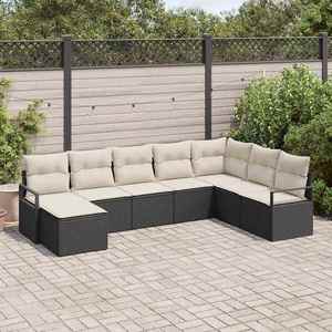 vidaXL Set de canapele pentru grădină 8 pcs Negru Rattan poli imagine