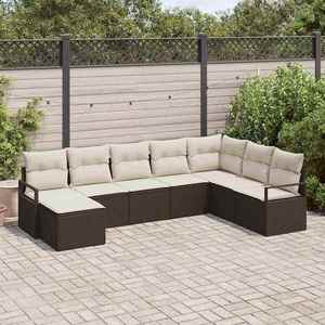 vidaXL Set de canapele pentru grădină 8 pcs Maro Rattan poli imagine
