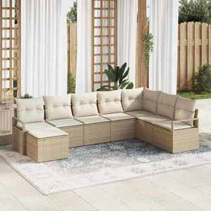 vidaXL Set de canapele pentru grădină 8 pcs Bej Rattan poli imagine