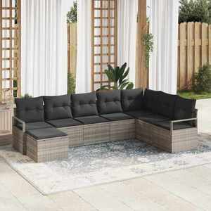 vidaXL Set de canapele pentru grădină 8 pcs Gri deschis Rattan poli imagine
