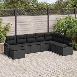 vidaXL Set de canapele pentru grădină 8 pcs Negru Rattan poli imagine