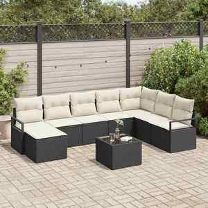vidaXL Set de canapele pentru grădină 9 pcs Negru Rattan poli imagine