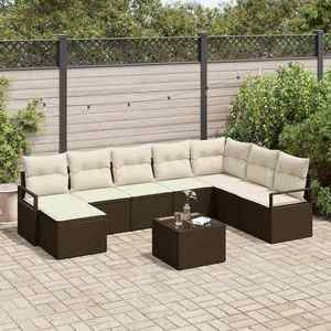 vidaXL Set de canapele pentru grădină 9 pcs Maro Rattan poli imagine