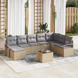 vidaXL Set de canapele pentru grădină 9 pcs Bej Rattan poli imagine