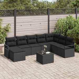 vidaXL Set de canapele pentru grădină 9 pcs Negru Rattan poli imagine