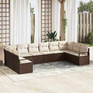 vidaXL Set de canapele pentru grădină 10 pcs Maro Rattan poli imagine