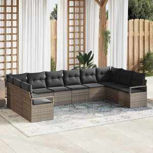 vidaXL Set de canapele pentru grădină 10 pcs Gri Rattan poli imagine