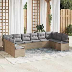vidaXL Set de canapele pentru grădină 10 pcs Bej Rattan poli imagine