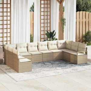 vidaXL Set de canapele pentru grădină 10 pcs Bej Rattan poli imagine