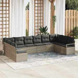 vidaXL Set de canapele pentru grădină 10 pcs Gri deschis Rattan poli imagine