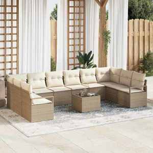 vidaXL Set de canapele pentru grădină 11 pcs Bej Rattan poli imagine