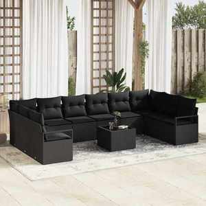 vidaXL Set de canapele pentru grădină 11 pcs Negru Rattan poli imagine