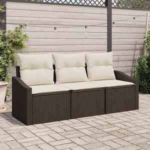 vidaXL Set de canapele pentru grădină 3 pcs Maro Rattan poli imagine
