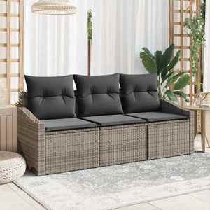 vidaXL Set de canapele pentru grădină 3 pcs Gri Rattan poli imagine