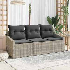 vidaXL Set de canapele pentru grădină 3 pcs Gri deschis Rattan poli imagine