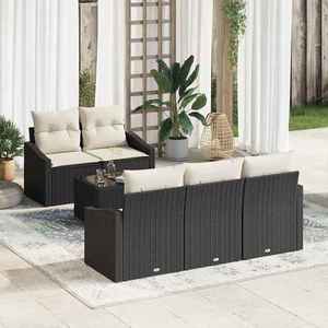 vidaXL Set de canapele pentru grădină cu pernă 6 pcs Negru și Crem imagine