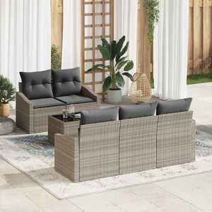 vidaXL Set de canapele pentru grădină cu pernă 6 pcs Gri deschis imagine