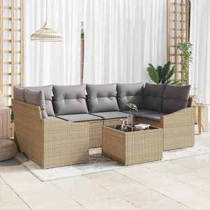 vidaXL Set de canapele pentru grădină 7 pcs Beige și gri deschis imagine