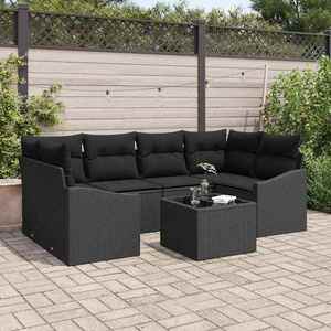 vidaXL Set de canapele pentru grădină 7 pcs Negru 55 x 55 x 37 cm imagine
