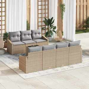 vidaXL Set de canapele pentru grădină 8 pcs Beige și gri deschis imagine