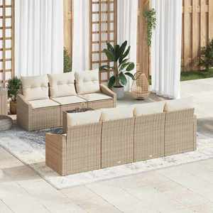 vidaXL Set de canapele pentru grădină cu pernă 8 pcs Bej și crem imagine