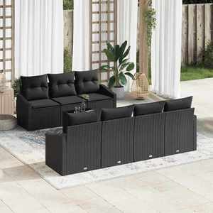 vidaXL Set de canapele pentru grădină 8 pcs Negru 55 x 55 x 37 cm imagine