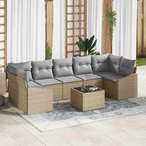vidaXL Set de canapele pentru grădină 8 pcs Beige și gri deschis imagine