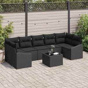 vidaXL Set de canapele pentru grădină 8 pcs Negru 55 x 55 x 37 cm imagine