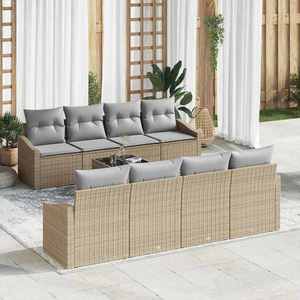 vidaXL Set de canapele pentru grădină 9 pcs Beige și gri deschis imagine