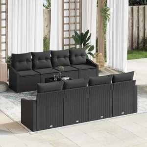 vidaXL Set de canapele pentru grădină 9 pcs Negru 55 x 55 x 37 cm imagine