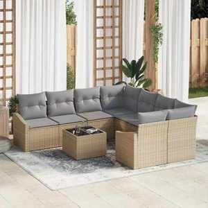 vidaXL Set de canapele pentru grădină 9 pcs Beige și gri deschis imagine