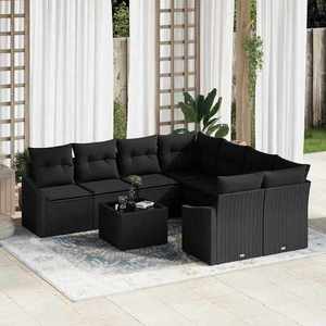 vidaXL Set de canapele pentru grădină 9 pcs Negru 55 x 55 x 37 cm imagine