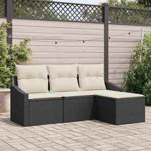 vidaXL Set de canapele pentru grădină 4 pcs Negru Rattan poli imagine