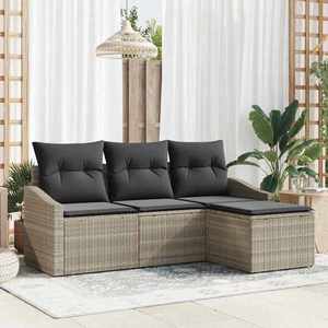 vidaXL Set de canapele pentru grădină 4 pcs Gri deschis Rattan poli imagine