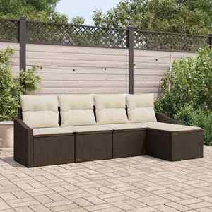 vidaXL Set de canapele pentru grădină 5 pcs Maro Rattan poli imagine