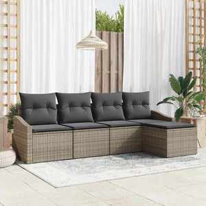 vidaXL Set de canapele pentru grădină 5 pcs Gri Rattan poli imagine