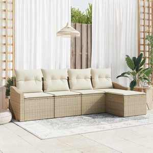 vidaXL Set de canapele pentru grădină 5 pcs Bej Rattan poli imagine